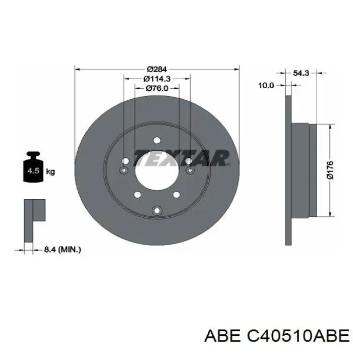 Купить C40510ABE ABE Диск тормозной задний