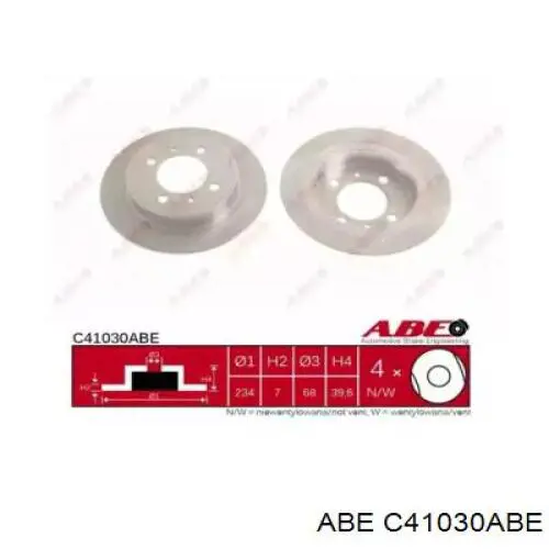 C41030ABE ABE диск тормозной задний