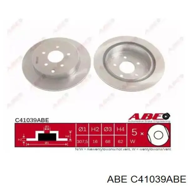 C41039ABE ABE диск тормозной задний