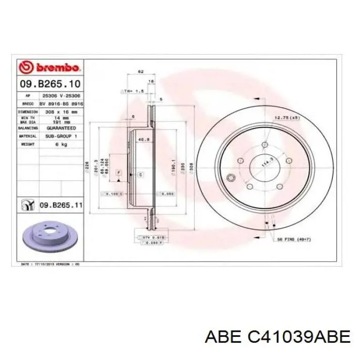 Задний тормозной диск ABE C41039ABE цена, от 33.38 USD