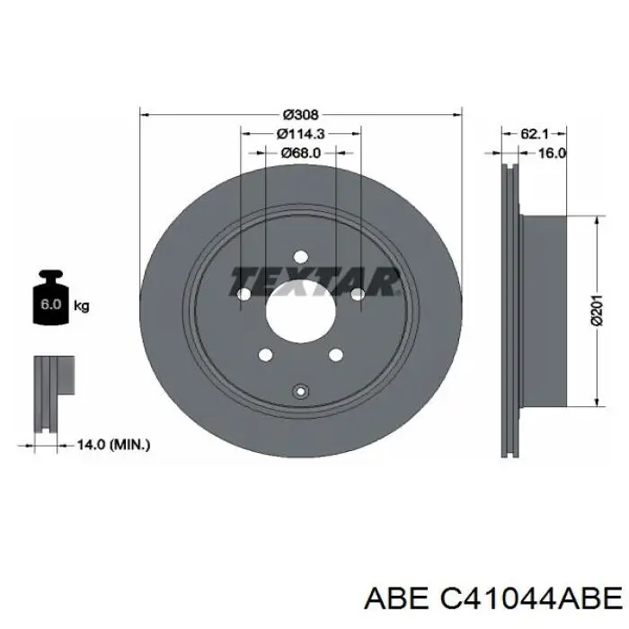Диск гальмівний задній C41044ABE ABE
