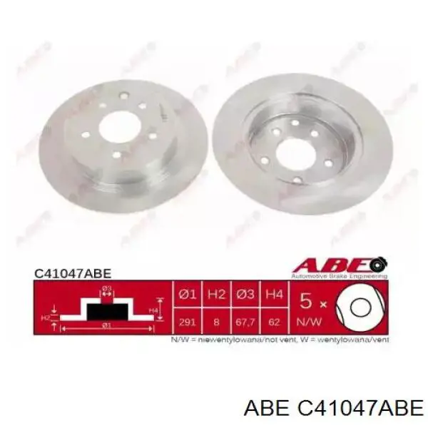 C41047ABE ABE диск тормозной задний