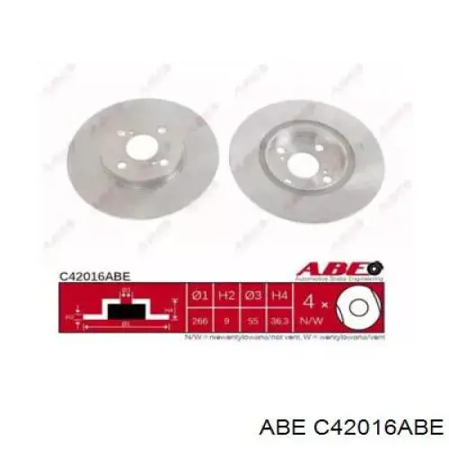 C42016ABE ABE диск тормозной задний