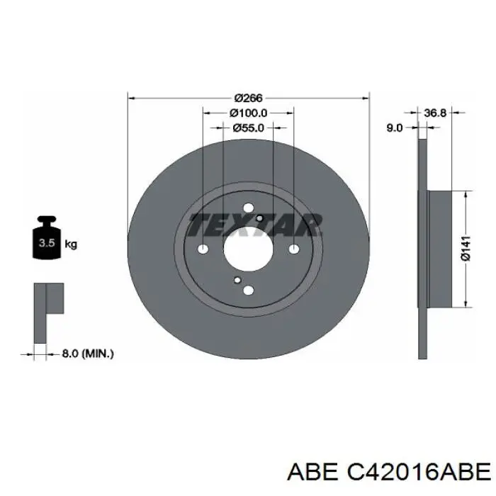 Купить C42016ABE ABE Диск тормозной задний