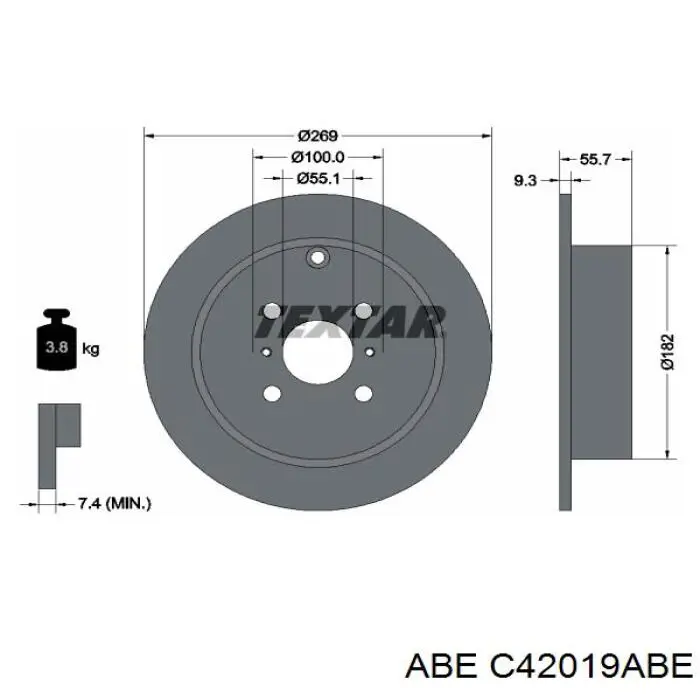 Купить C42019ABE ABE Диск тормозной задний