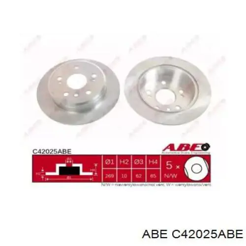 C42025ABE ABE диск тормозной задний