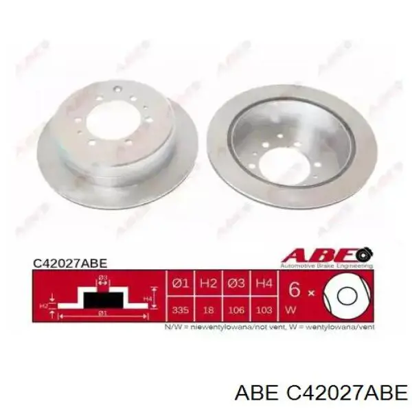 C42027ABE ABE диск тормозной задний