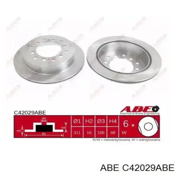 Задний тормозной диск ABE C42029ABE цена, от 30.70 USD
