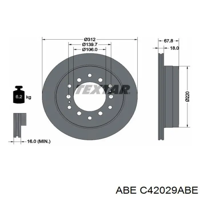 Диск гальмівний задній C42029ABE ABE