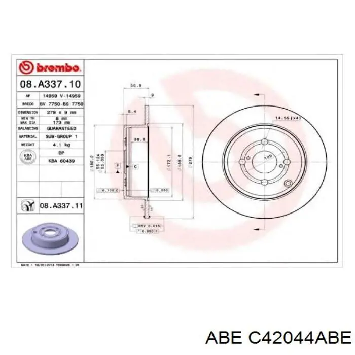 C42044ABE ABE Дисковый тормоз
