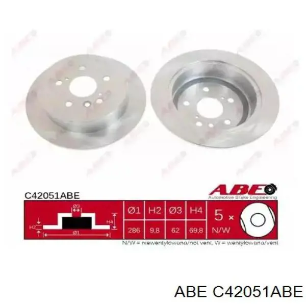 C42051ABE ABE диск тормозной задний