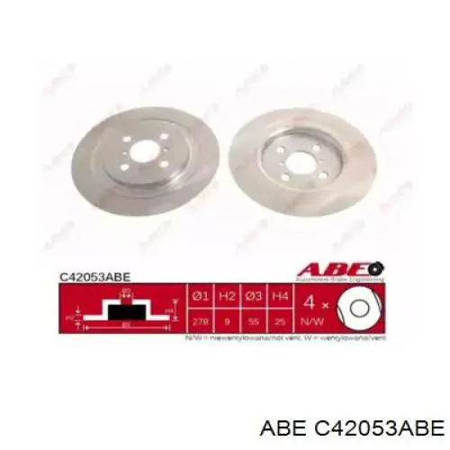 C42053ABE ABE диск тормозной задний
