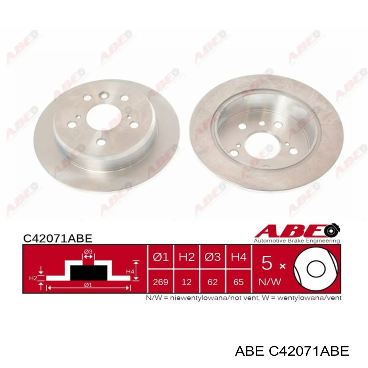 Купить C42071ABE ABE Диск тормозной задний