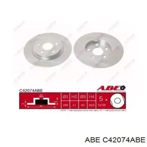 Купить C42074ABE ABE Диск тормозной задний