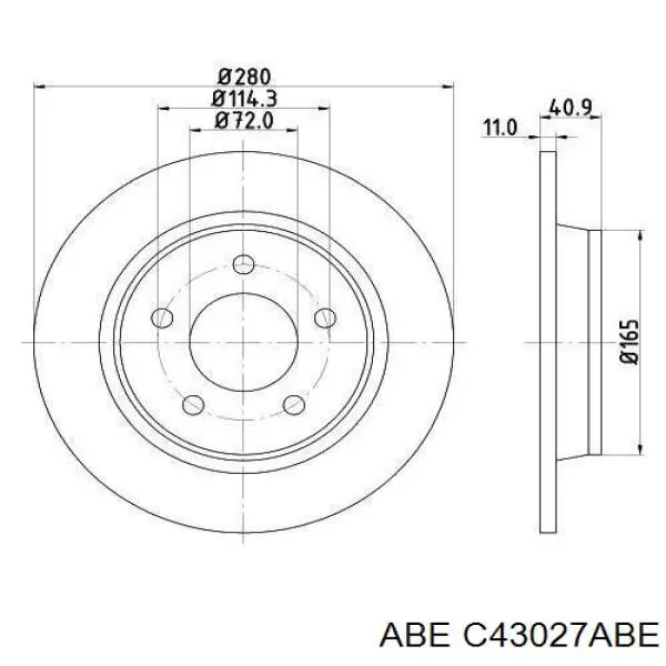 C43027ABE ABE диск тормозной задний