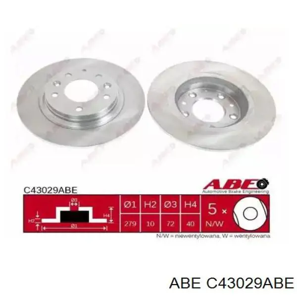 C43029ABE ABE диск тормозной задний
