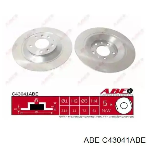 C43041ABE ABE диск тормозной задний