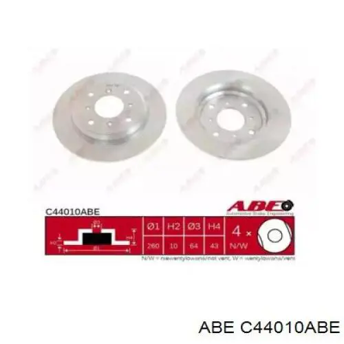 C44010ABE ABE диск тормозной задний