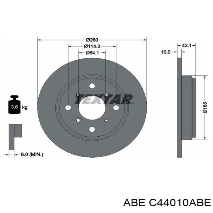 Купить C44010ABE ABE Диск тормозной задний