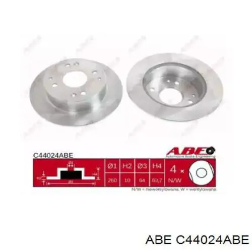 Задний тормозной диск ABE C44024ABE цена, от 24.20 USD