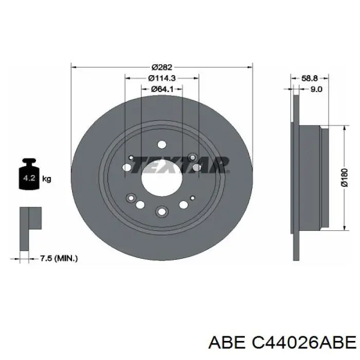 Купить C44026ABE ABE Диск тормозной задний