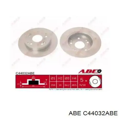 C44032ABE ABE диск тормозной задний