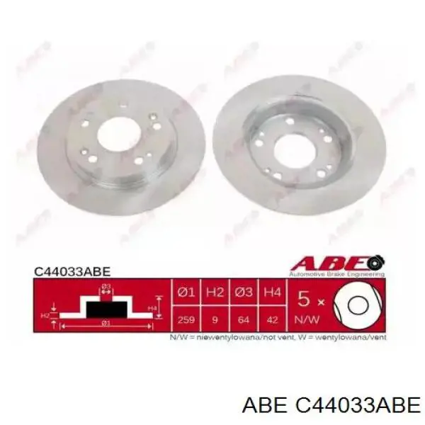C44033ABE ABE диск тормозной задний