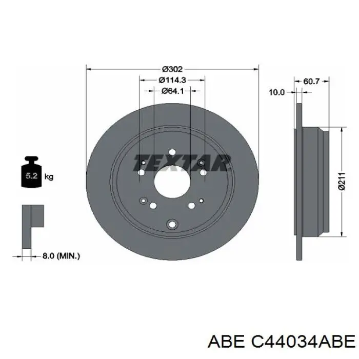 Купить C44034ABE ABE Диск тормозной задний