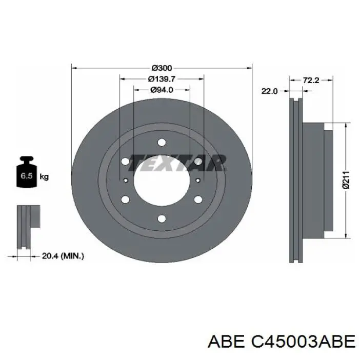 Купить C45003ABE ABE Диск тормозной задний