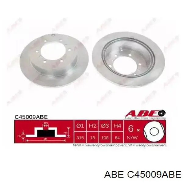 C45009ABE ABE диск тормозной задний