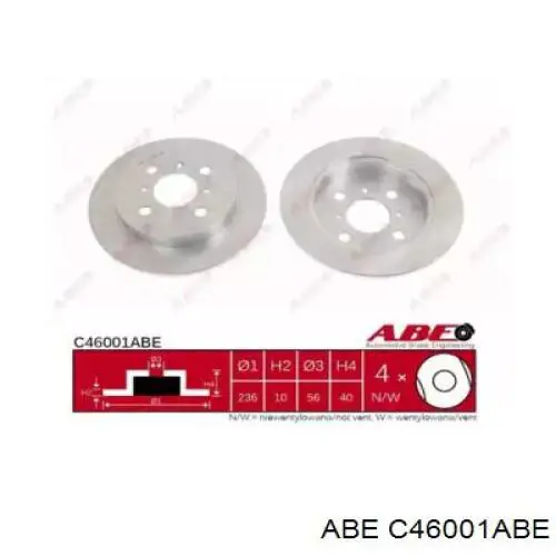 C46001ABE ABE диск тормозной задний