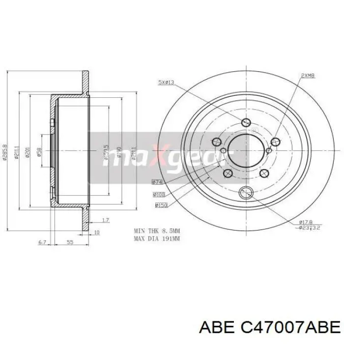 Купить C47007ABE ABE Диск тормозной задний