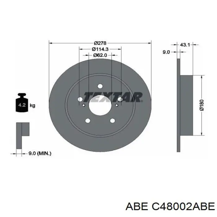 Купить C48002ABE ABE Диск тормозной задний