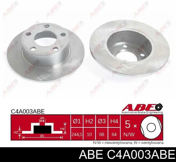 C4A003ABE ABE диск тормозной задний