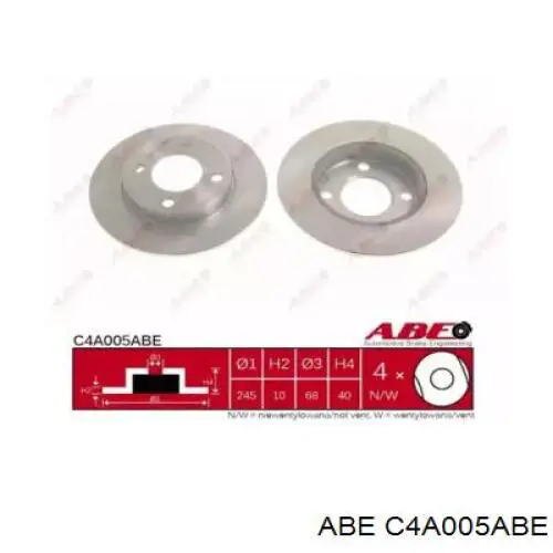 C4A005ABE ABE диск тормозной задний