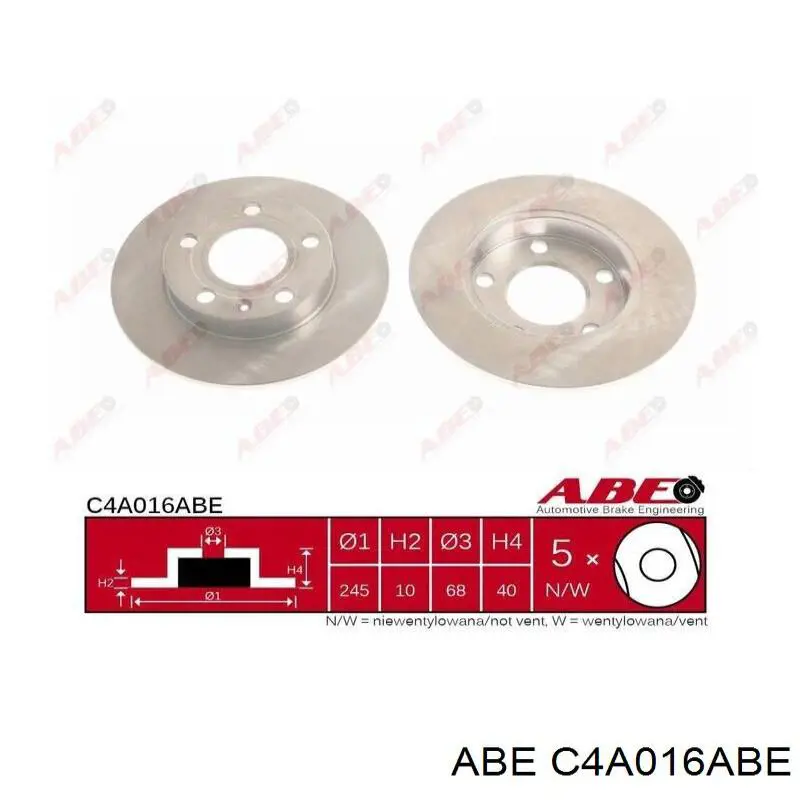 C4A016ABE ABE диск тормозной задний