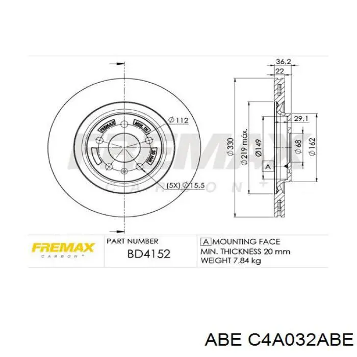 Купить C4A032ABE ABE Диск тормозной задний