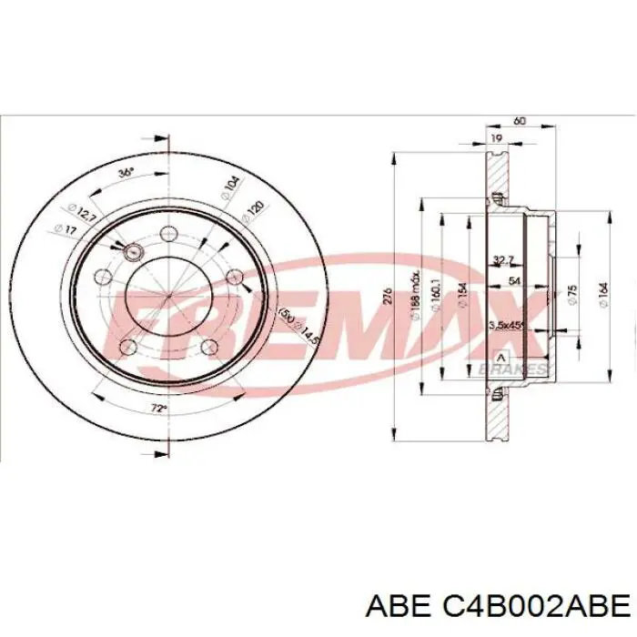 Купить C4B002ABE ABE Диск тормозной задний