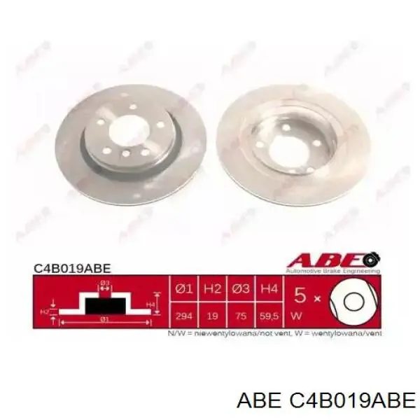 C4B019ABE ABE диск тормозной задний