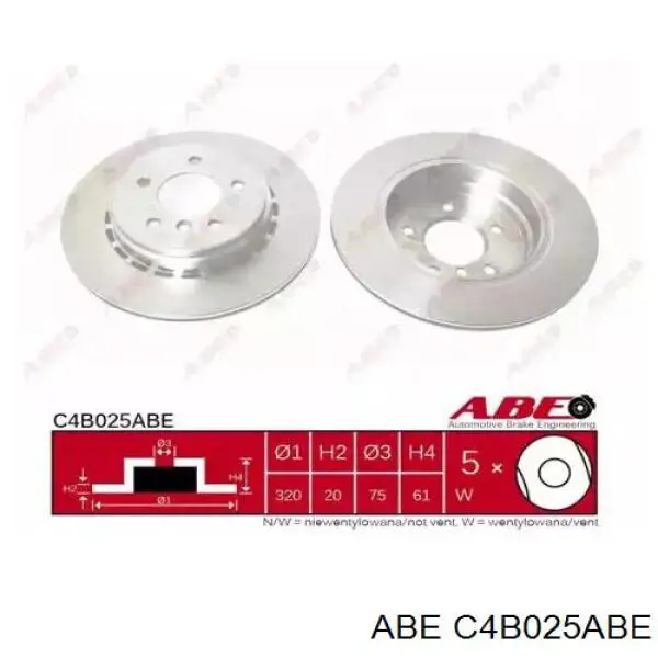 C4B025ABE ABE диск тормозной задний