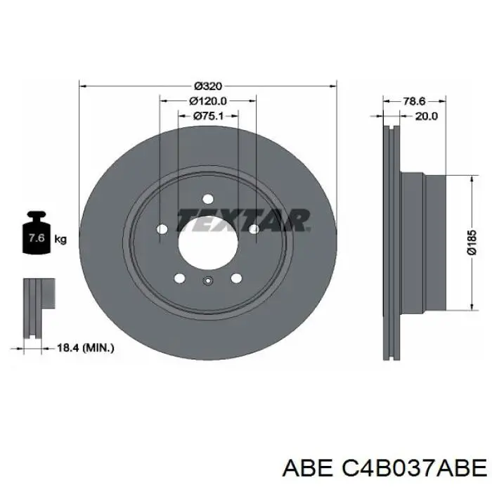 C4B037ABE ABE диск тормозной задний