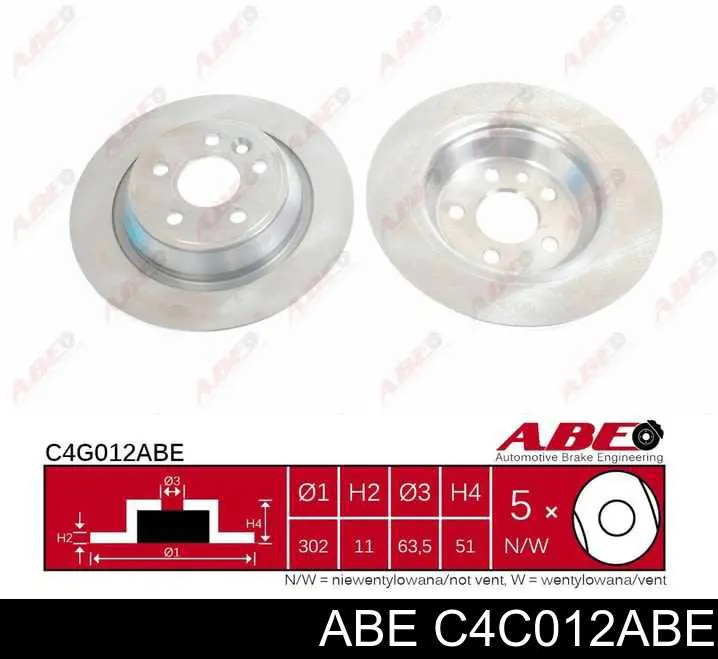 Задний тормозной диск ABE C4C012ABE цена, от 38.33 USD