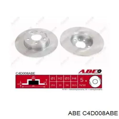 C4D008ABE ABE диск тормозной задний