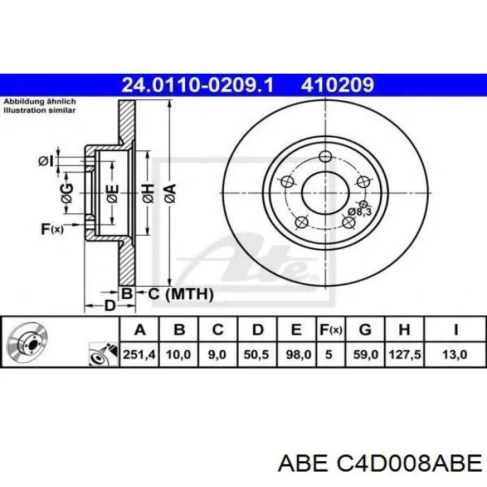 Купить C4D008ABE ABE Диск тормозной задний