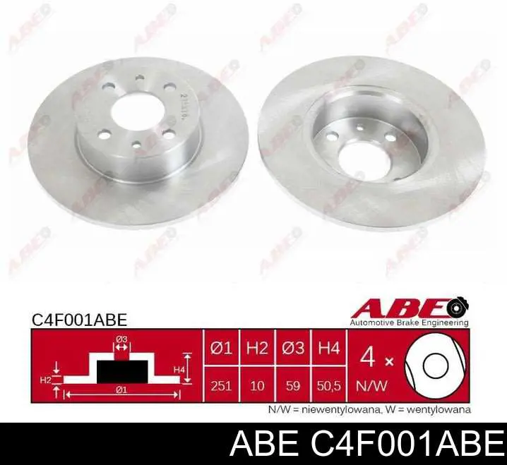 Задний тормозной диск ABE C4F001ABE цена, от 20.27 USD