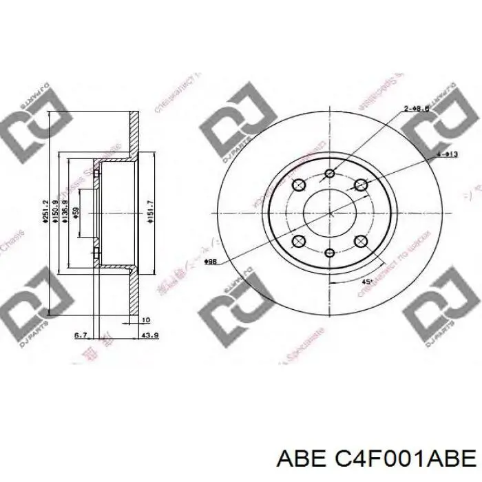 Задний дисковый тормоз ABE C4F001ABE
