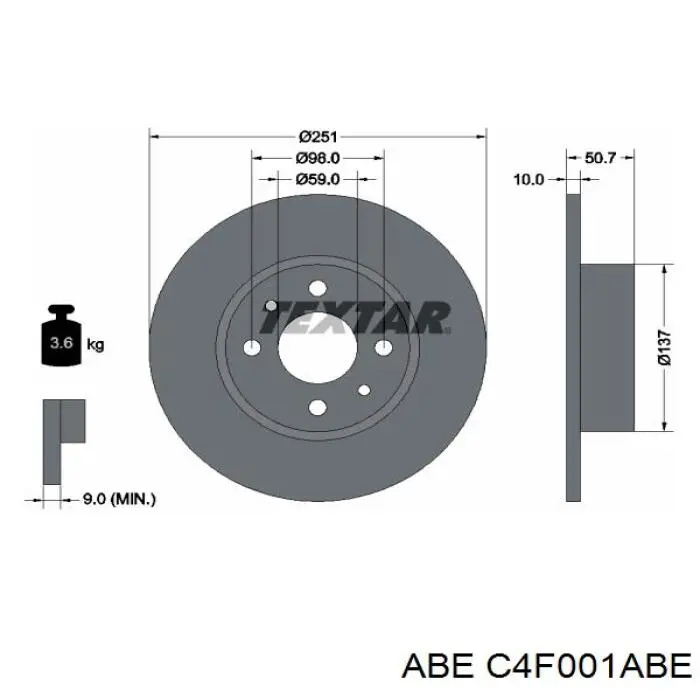 Купить C4F001ABE ABE Диск тормозной задний