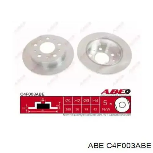 C4F003ABE ABE диск тормозной задний