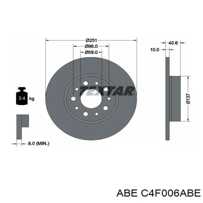 Задний тормозной диск Fiat/Alfa/Lancia 52048985 цена, от 33.34 USD