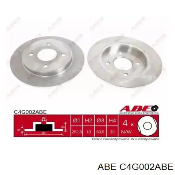C4G002ABE ABE диск тормозной задний